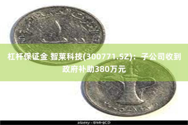 杠杆保证金 智莱科技(300771.SZ)：子公司收到政府补助380万元